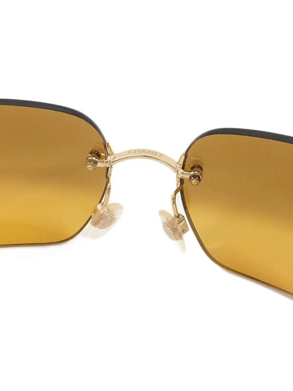 Chanel Vintage Sunglasses Rhinestone CC Logo Rimless Gradient Gold Tint - Picture 8 of 10